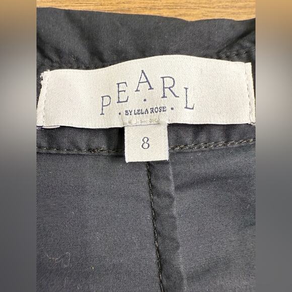 Pearl By Lela Rose Cotton Poplin Long Sleeve Shirt Dress Black D Ring Sash Sz 8 - Picture 7 of 11